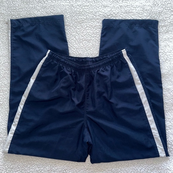 NIKE track pants ankle zipper navy white stripe drawstring elastic waist mens L - Picture 4 of 12